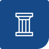 Icon of a white classical column on a blue rounded-square background