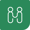 Two outline person icons standing side by side, symbolizing collaboration or a team